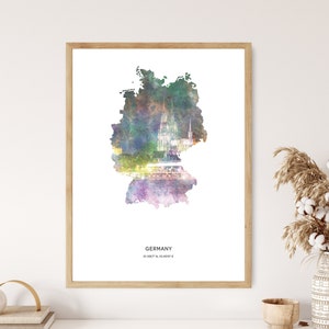 Germany Print | Germany Watercolor Print | Germany Canvas | Germany Poster | Germany Map Art | Map of Germany
