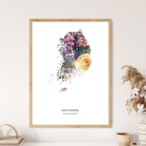 Corée du Sud Print | Corée du Sud Aquarelle | Corée du Sud Canvas | Corée du Sud Poster | Corée du Sud Carte Art | Carte de la Corée du Sud