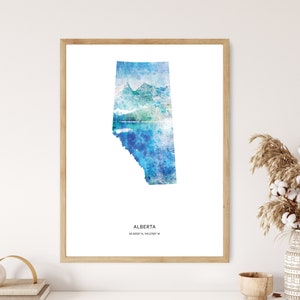 Alberta Print | | d’aquarelle de l’Alberta Alberta Canvas | Alberta Poster | Alberta Map Art | Carte de l’Alberta