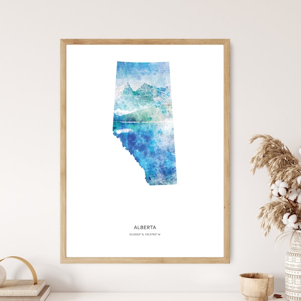 Alberta Print | Alberta Watercolor Print | Alberta Canvas | Alberta Poster | Alberta Map Art | Map of Alberta