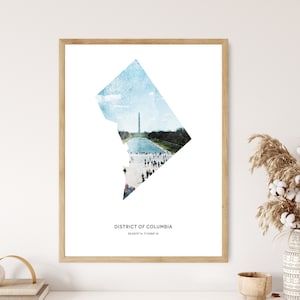 District de Columbia Impression | Impression aquarelle DC | Toile District de Columbia | Affiche DC | Art de la carte du district de Columbia | Carte Washington