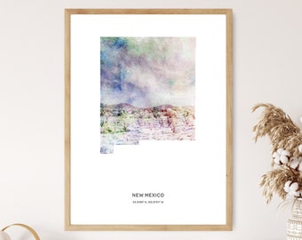 New Mexico Print | New Mexico Watercolor Print | New Mexico Canvas | New Mexico Poster | New Mexico Map Art | Map of New Mexico