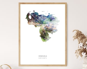 Venezuela Print | Venezuela Watercolor Print | Venezuela Canvas | Venezuela Poster | Venezuela Map Art | Map of Venezuela