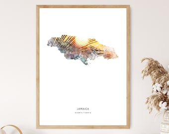 Jamaica Print | Jamaica Watercolor Print | Jamaica Canvas | Jamaica Poster | Jamaica Map Art | Map of Jamaica