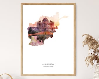 Afghanistan Map Black & Gold Wall Art Print [EV] - Etsy Canada