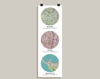 Custom Map Print 5 Locations Personalized Maps Canvas | Etsy