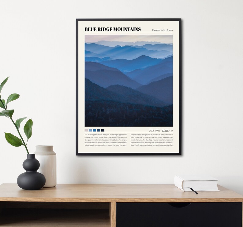 Blue Ridge Canvas Blue Ridge Mountains Print | Blue Ridge Mountains Wall Art | Blue Ridge ...
