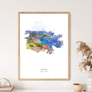 Antigua Print | Antigua Watercolor Print | Antigua Canvas | Antigua Poster | Antigua Map Art | Map of Antigua