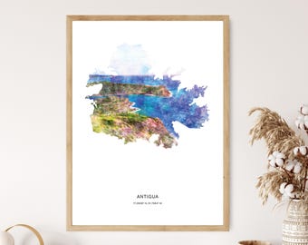 Antigua Print | Antigua Watercolor Print | Antigua Canvas | Antigua Poster | Antigua Map Art | Map of Antigua