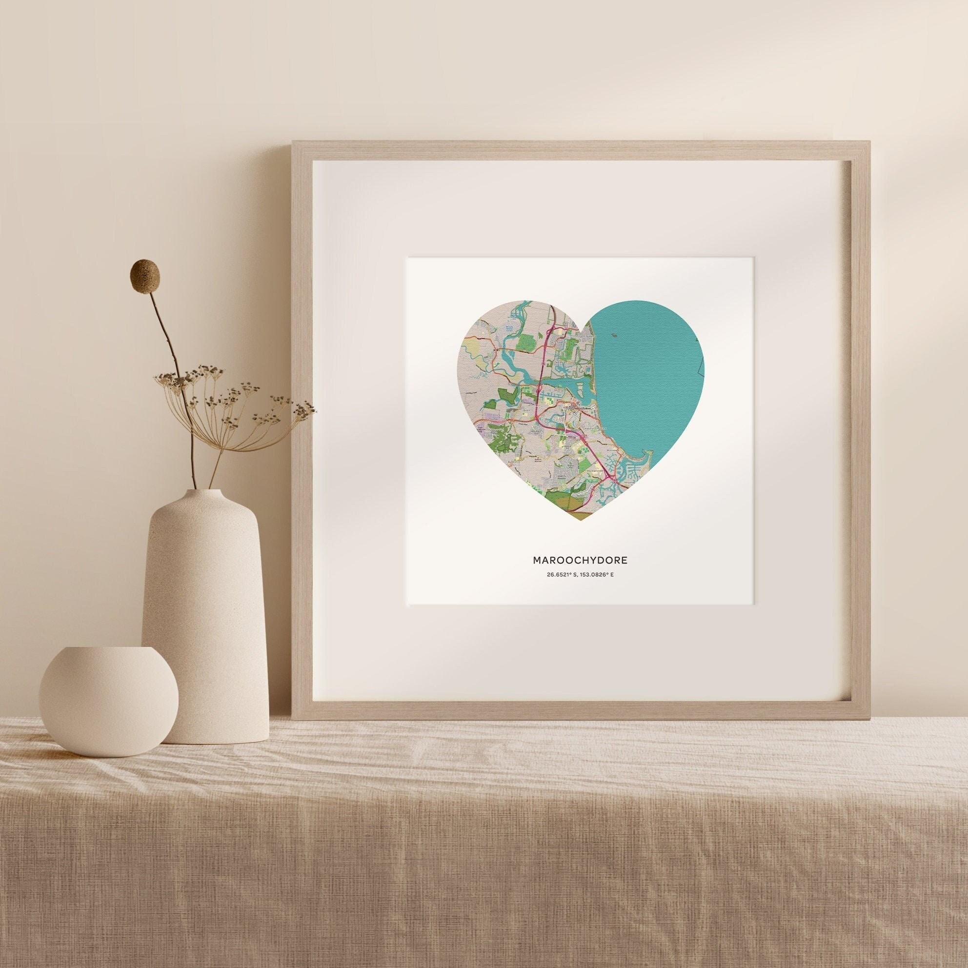 Custom Heart Map Custom Map Print Heart Map | Personalized Map Canvas | Personalized ...