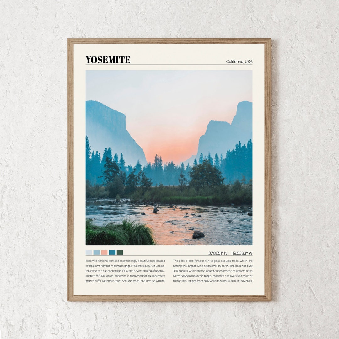 Yosemite Print Yosemite Wall Art Yosemite National Park Poster Yosemite