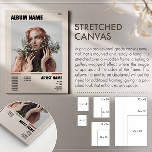 May include: A stretched canvas print featuring a woman with flowers in front of a beige background. The print has a gallery-wrapped effect and is available in various sizes, including 11 x 14 inches, 16 x 20 inches, 18 x 24 inches, 20 x 30 inches, 24 x 36 inches, 32 x 48 inches, 8 x 10 inches, 9 x 11 inches, and 12 x 16 inches.
