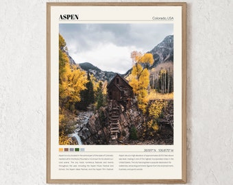 Aspen Print | Aspen Wall Art | Aspen Poster | Aspen Photo | Aspen Canvas | Aspen Wall Decor | Aspen Travel Gift | Aspen Colorado City Art