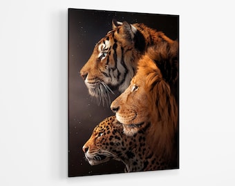 Lion Tiger Motivational Acrylic Print | Tiger Lion Leopard Wall Art Print Acrylic Glass | Leopard Motivational Acrylic Poster |