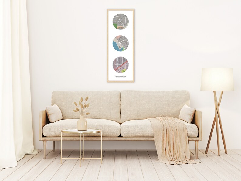 Custom Map Print 3 Locations | Personalized Maps Canvas | Custom Map ...