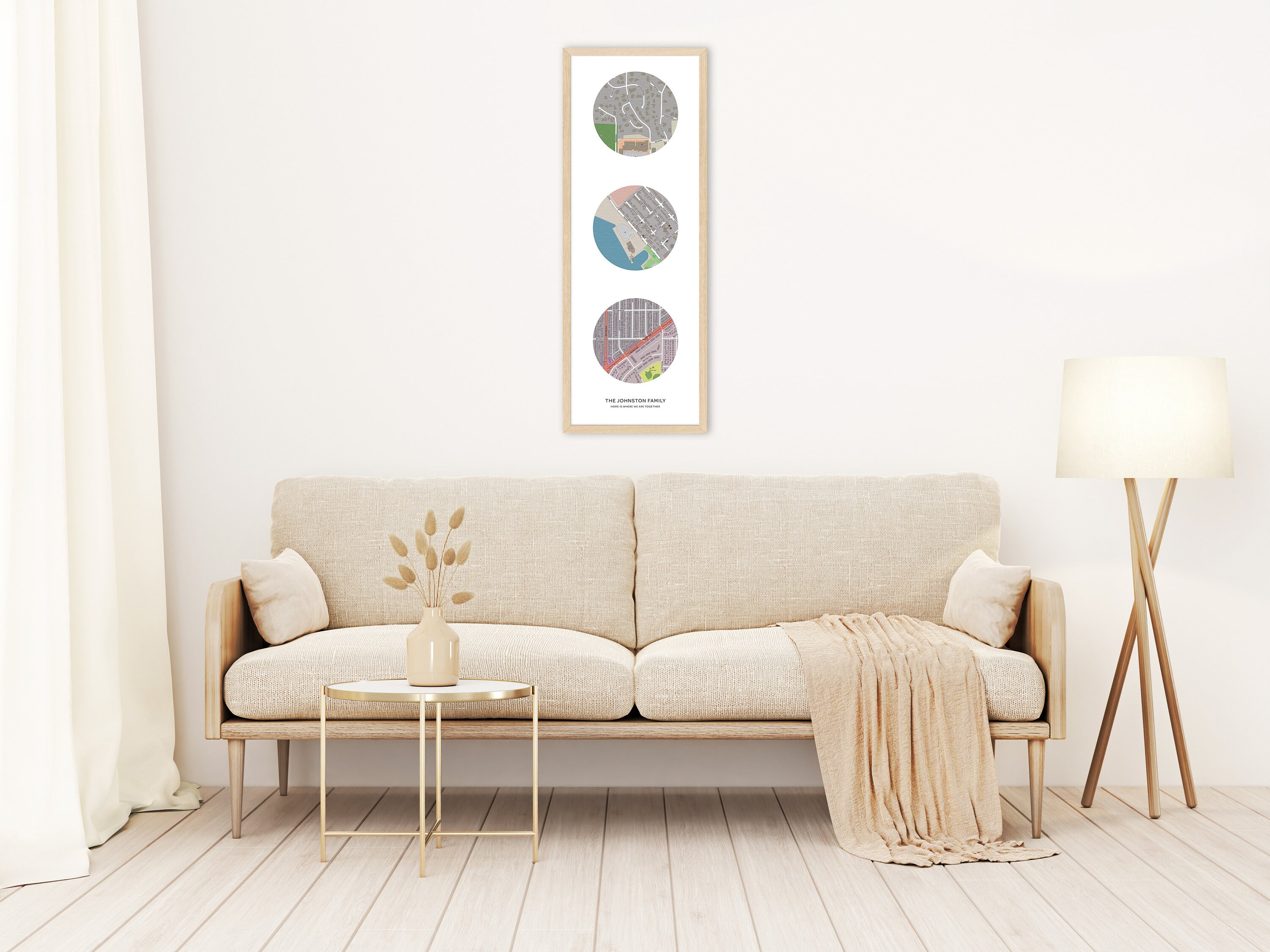 Custom Map Print 3 Locations | Personalized Maps Canvas | Custom Map ...