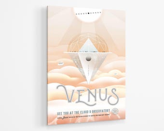 Nasa Vintage Venus Acrylic Print | Venus Grand Tour Wall Art Print Acrylic Glass | Nasa JPL Retro Acrylic Poster | Nasa Space Travel Print