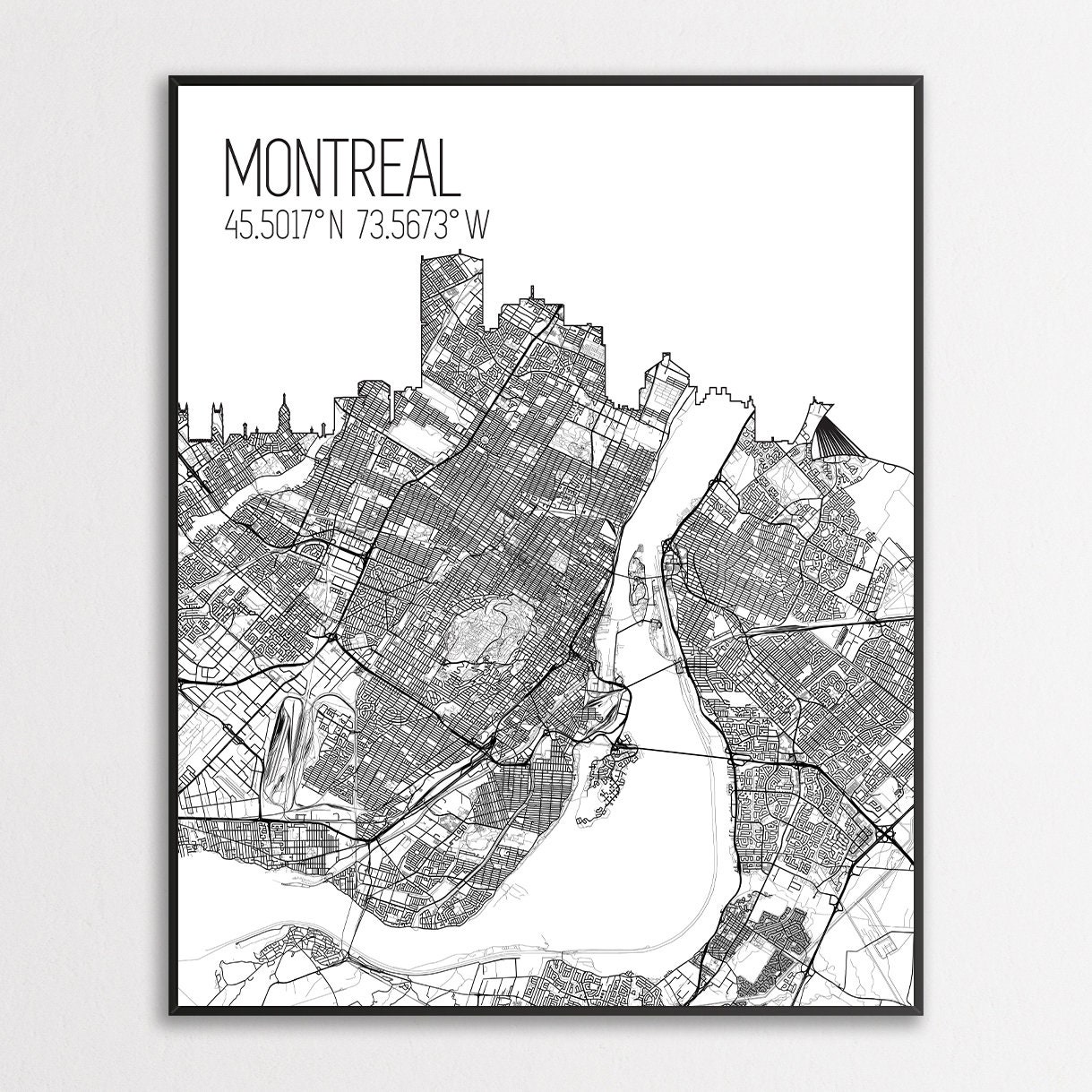 Montreal Map Print Map of Montreal Montreal Canvas Etsy
