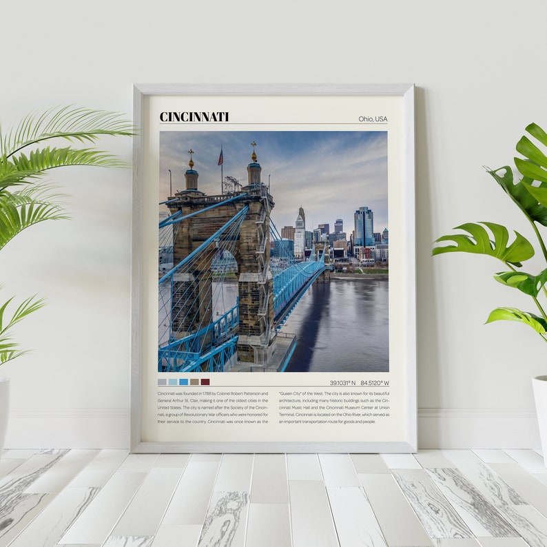 Cincinnati Print | Cincinnati Wall Art | Cincinnati Poster | Cincinnati Photo | Cincinnati Canvas | Cincinnati Wall Decor Travel Gift zdjęcie 4