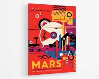 Nasa Vintage Mars Acrylic Print | Mars Grand Tour Wall Art Print Acrylic Glass | Nasa JPL Retro Acrylic Poster | Nasa Space Travel Print