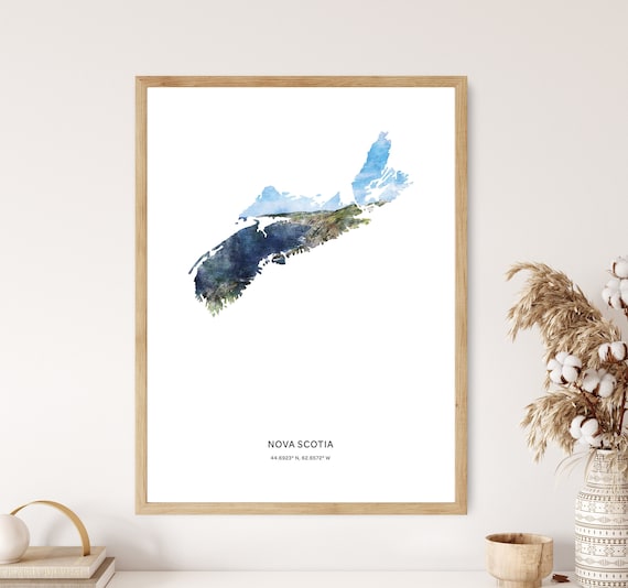 Nova Scotia Print | Nova Scotia Watercolor Print | Nova Scotia Canvas | Nova Scotia Poster | Nova Scotia Map Art | Map of Nova Scotia