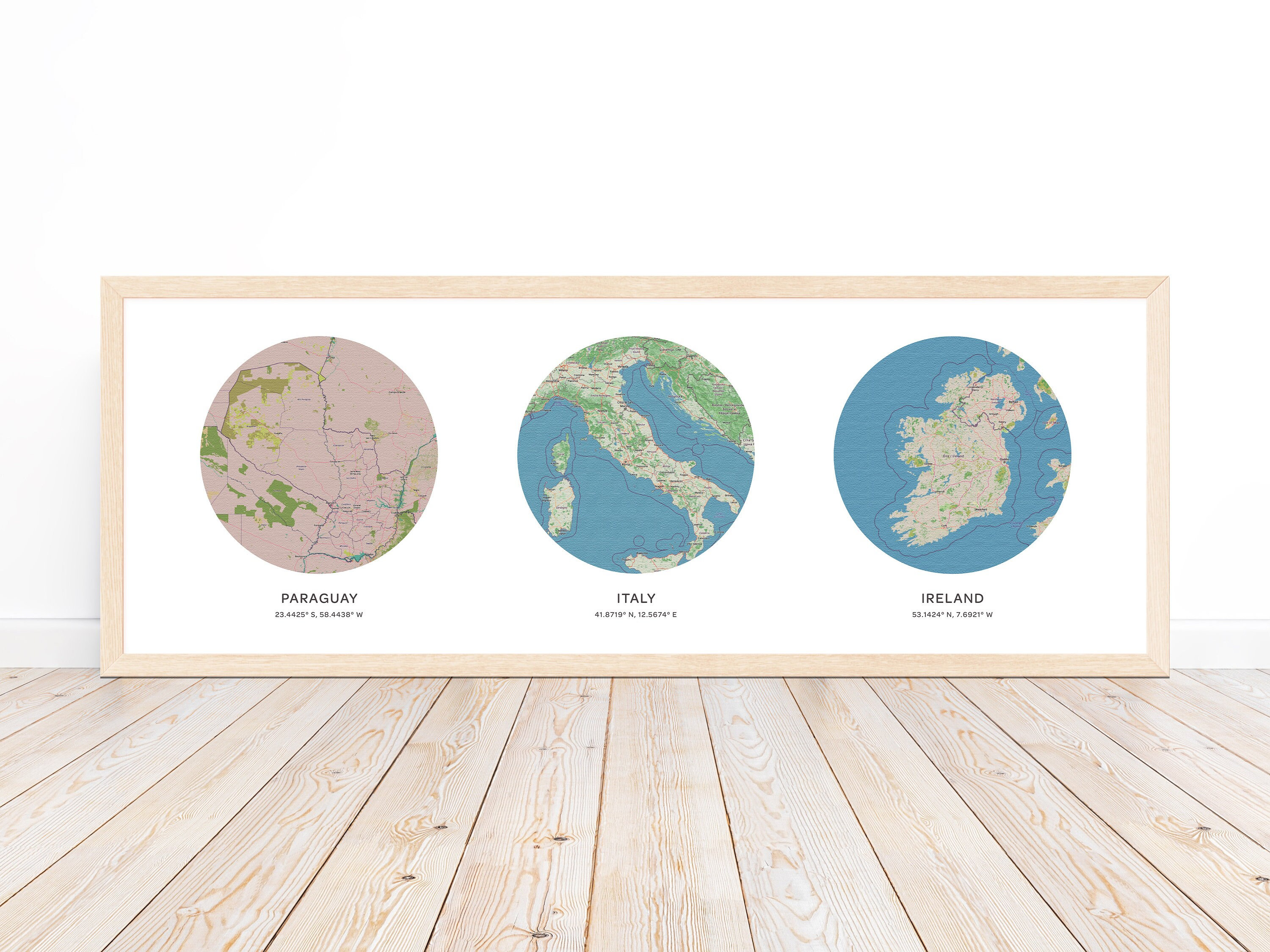 Custom Map Print 3 Countries | Personalized Maps Canvas | Custom Map ...