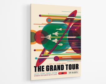 Nasa Vintage Acrylic Print | The Grand Tour Wall Art Print Acrylic Glass | Nasa JPL Retro Acrylic Poster | Nasa Space Retro Vintage Print