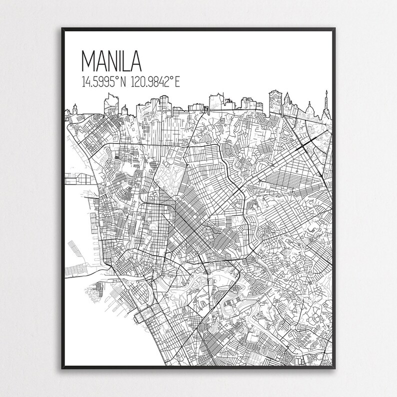 Manila Map Print Map of Manila Manila Canvas Manila | Etsy