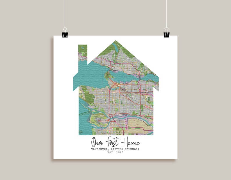 House Map Print First Home Personalized Map Canvas Custom Etsy