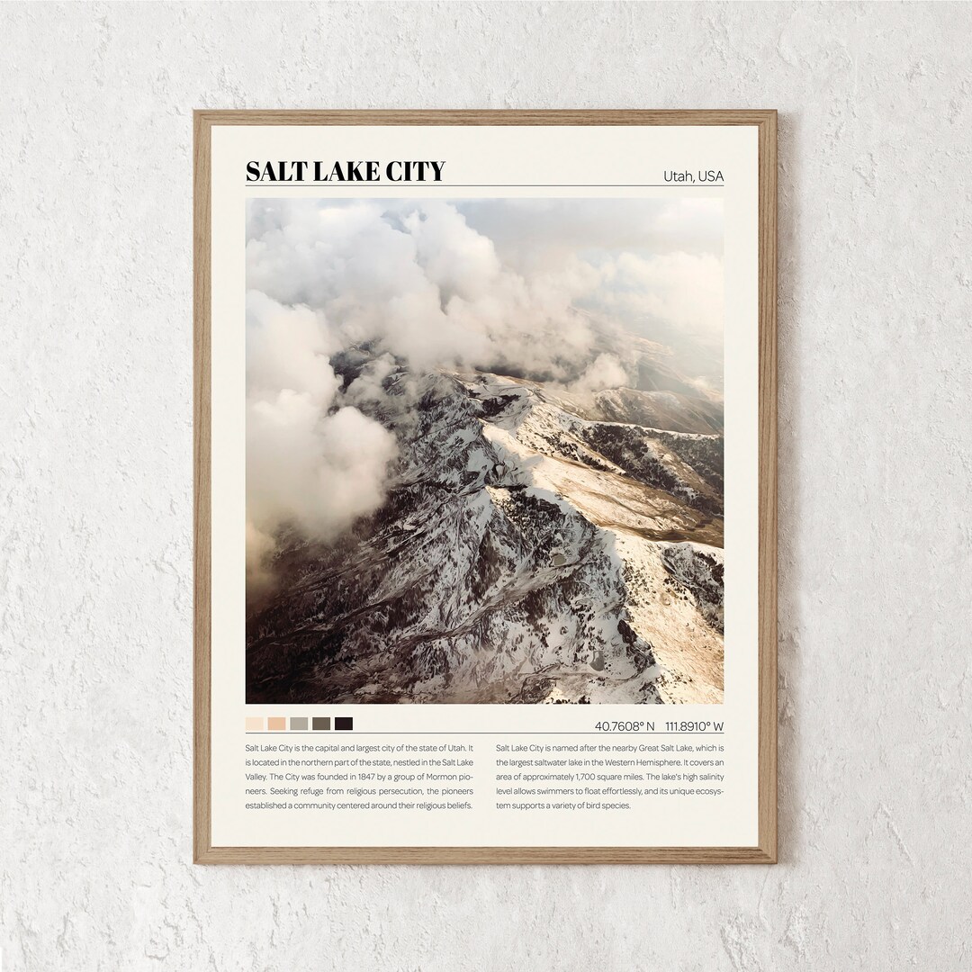 Salt Lake City Print Salt Lake City Wall Art Salt Lake City Poster Salt