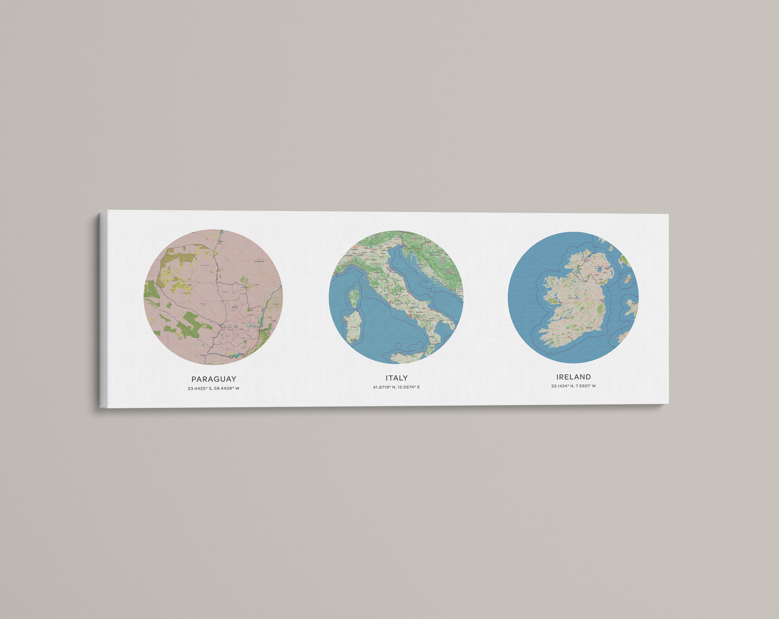 Custom Map Print 3 Countries | Personalized Maps Canvas | Custom Map ...