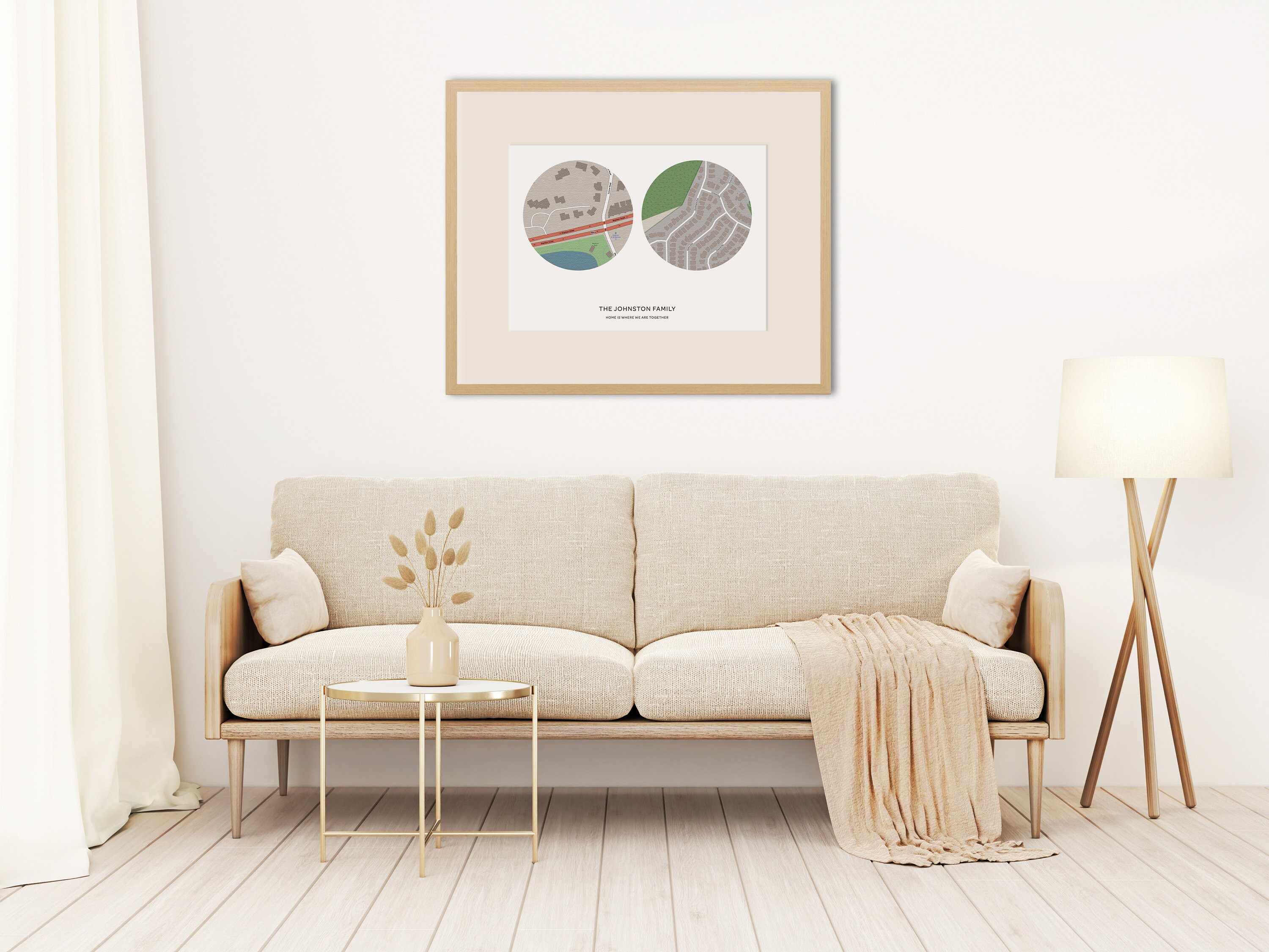 Custom Map Print 2 Locations | Personalized Map Canvas | Custom Map ...