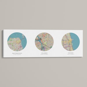 Custom Map Print 3 Locations | Personalized Maps Canvas | Custom Map ...