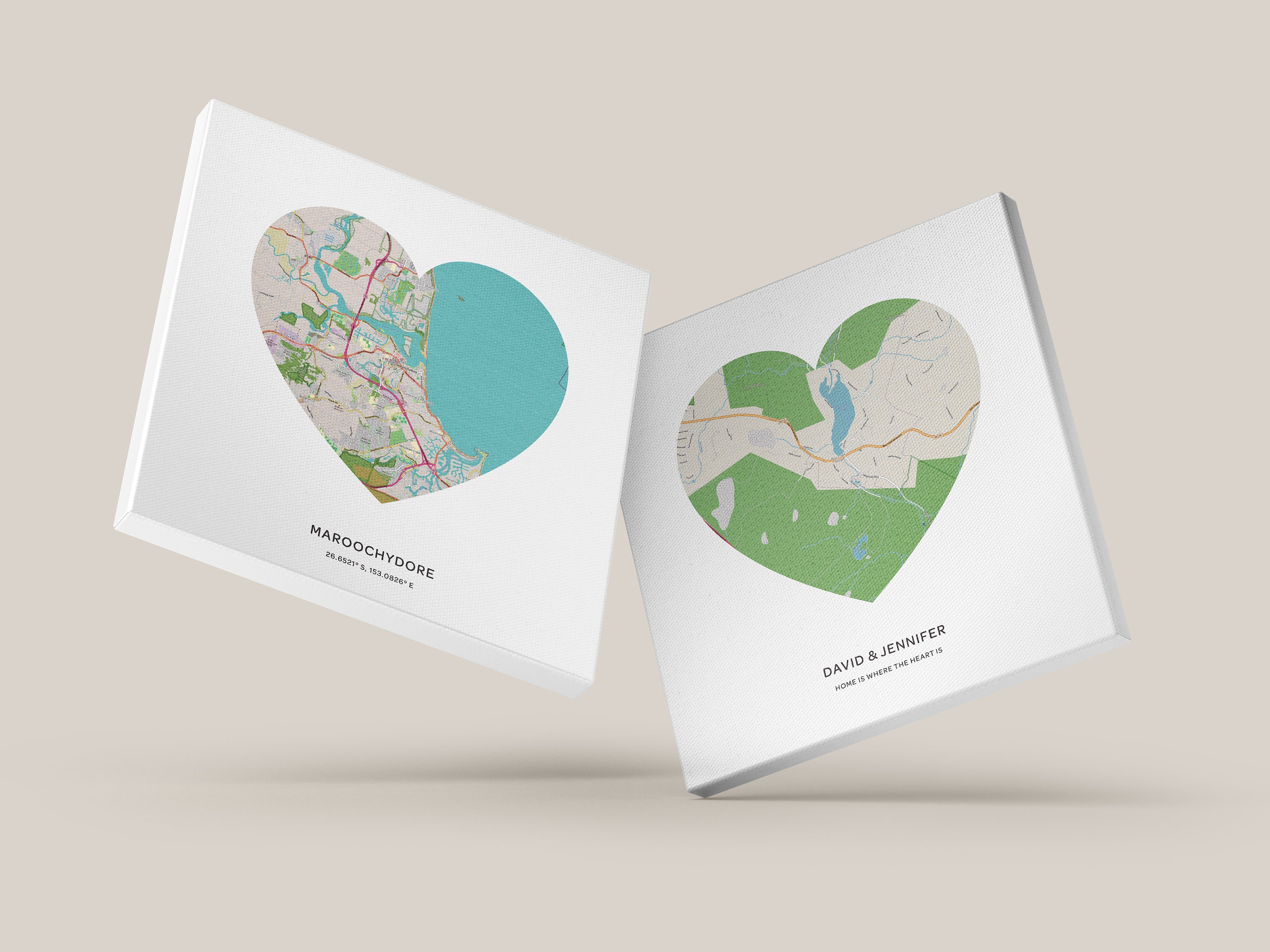 Custom Heart Map Custom Map Print Heart Map | Personalized Map Canvas | Personalized ...