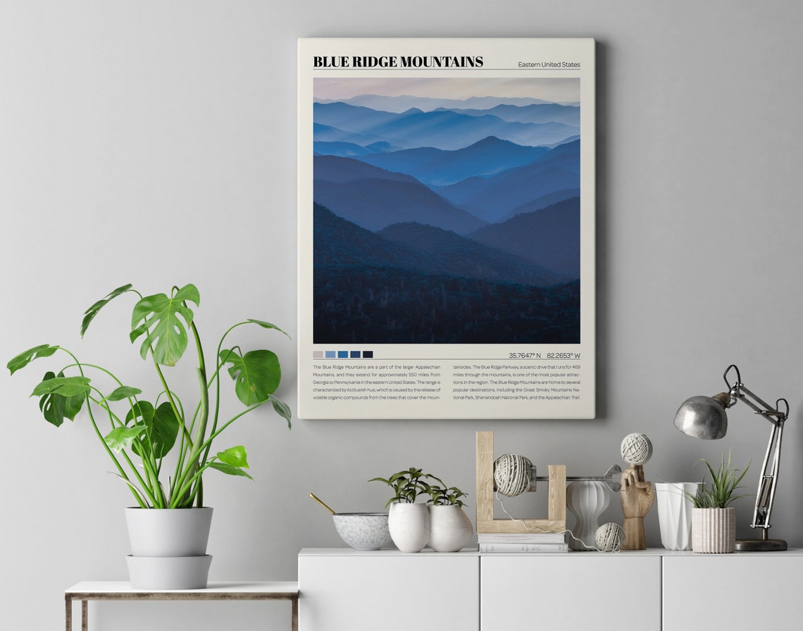 Blue Ridge Canvas Blue Ridge Mountains Print | Blue Ridge Mountains Wall Art | Blue Ridge ...