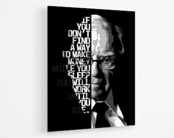 Money Motivational Acrylic Print | Warren Buffett Wall Art Print Acrylic Glass | Success Warren Buffett Motivational Acrylic Poster