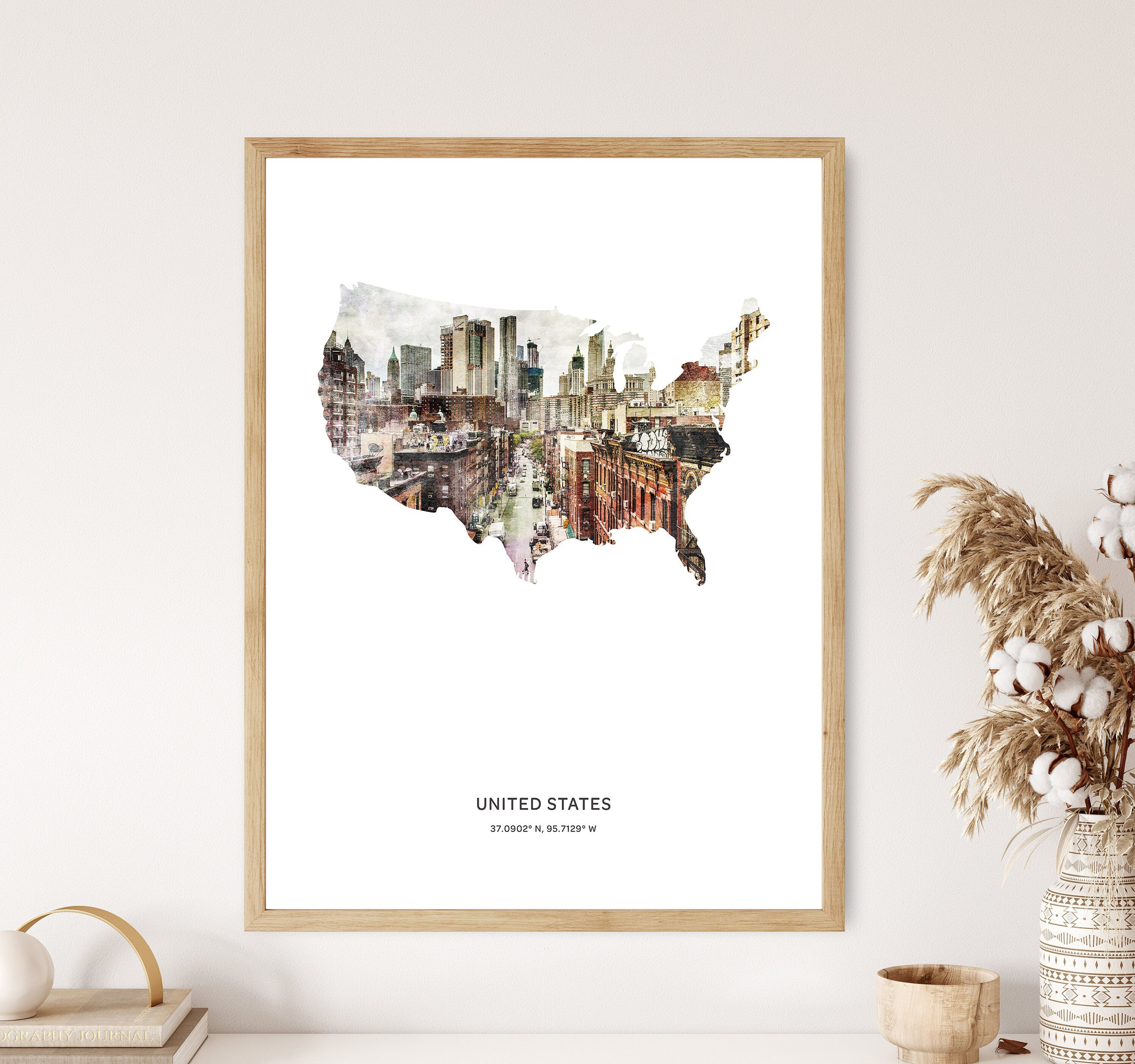 United States Print | USA Watercolor Print | USA Canvas | USA Poster | United States Map Art | Map of United States
