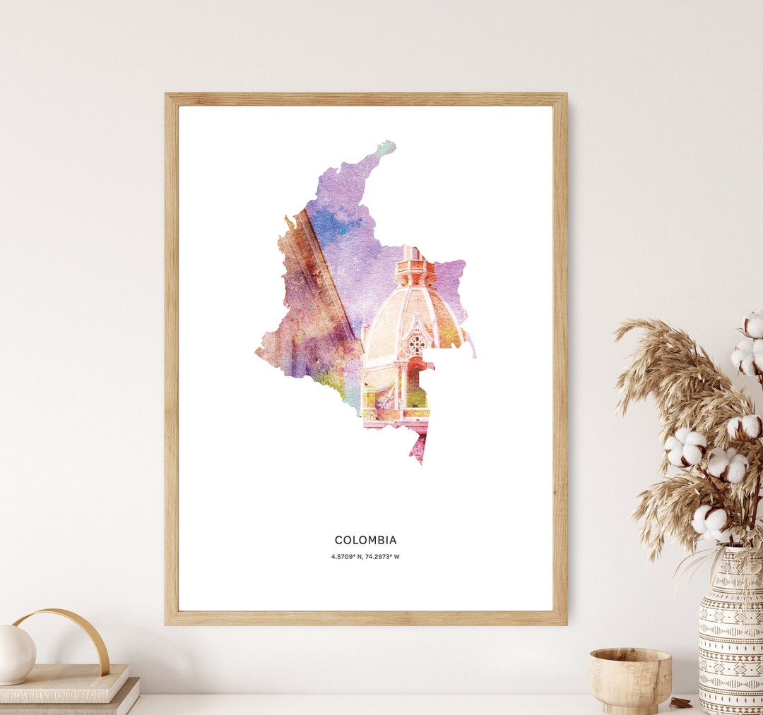 Colombia Print | Colombia Watercolor Print | Colombia Canvas | Colombia ...