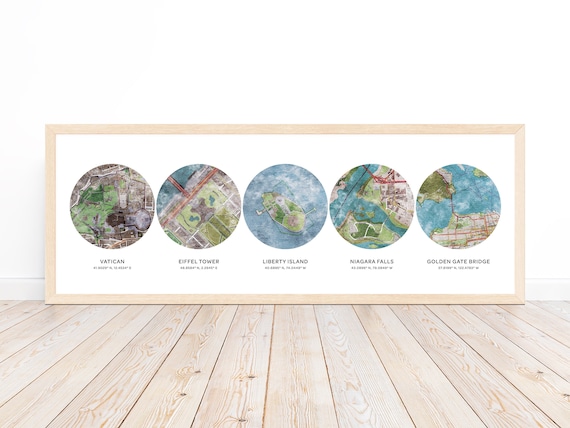 Custom Map Print 5 Locations Personalized Maps Canvas - Etsy