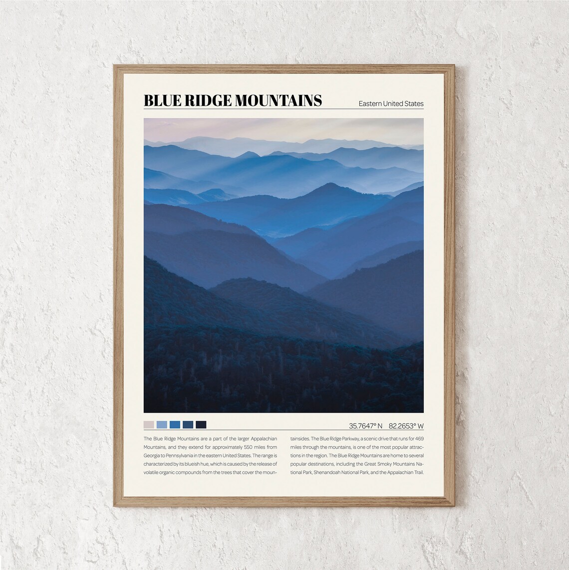 Blue Ridge Canvas Blue Ridge Mountains Print | Blue Ridge Mountains Wall Art | Blue Ridge ...
