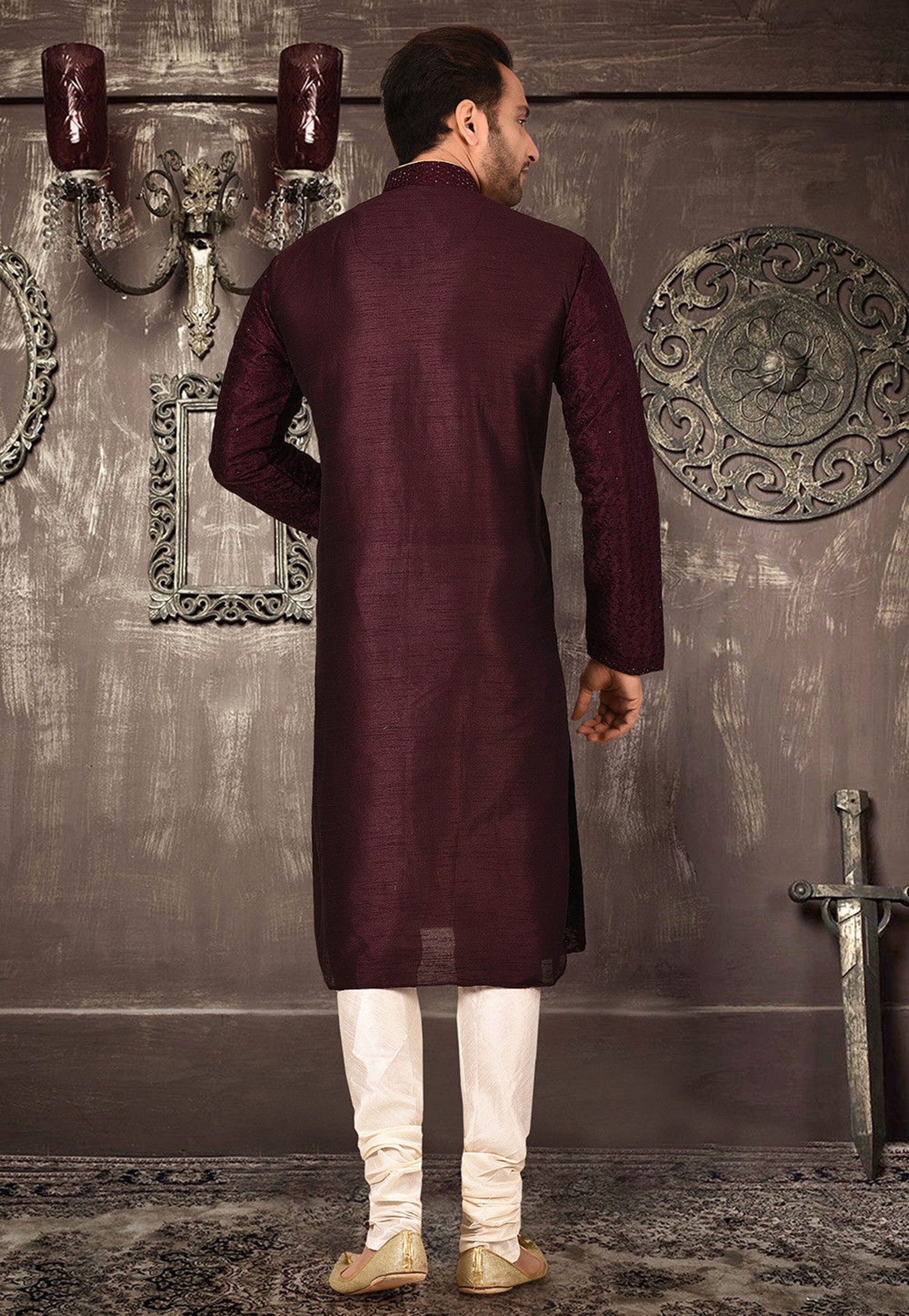 Maroon Kurta Pyjama Bengali Kurta Wedding Kurta Pajama Red Kurta Pajama