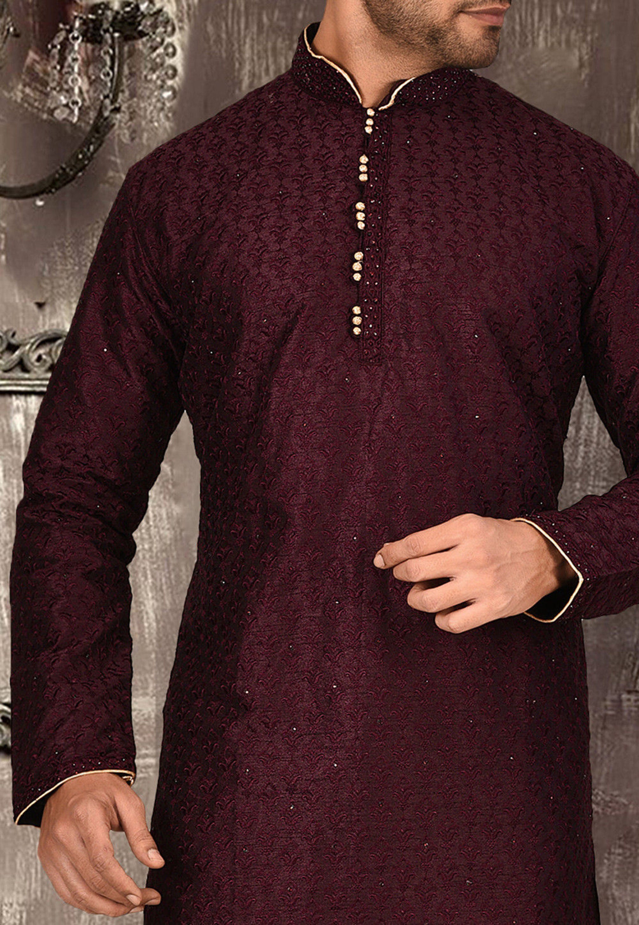 Maroon Kurta Pyjama Bengali Kurta Wedding Kurta Pajama Red Kurta Pajama