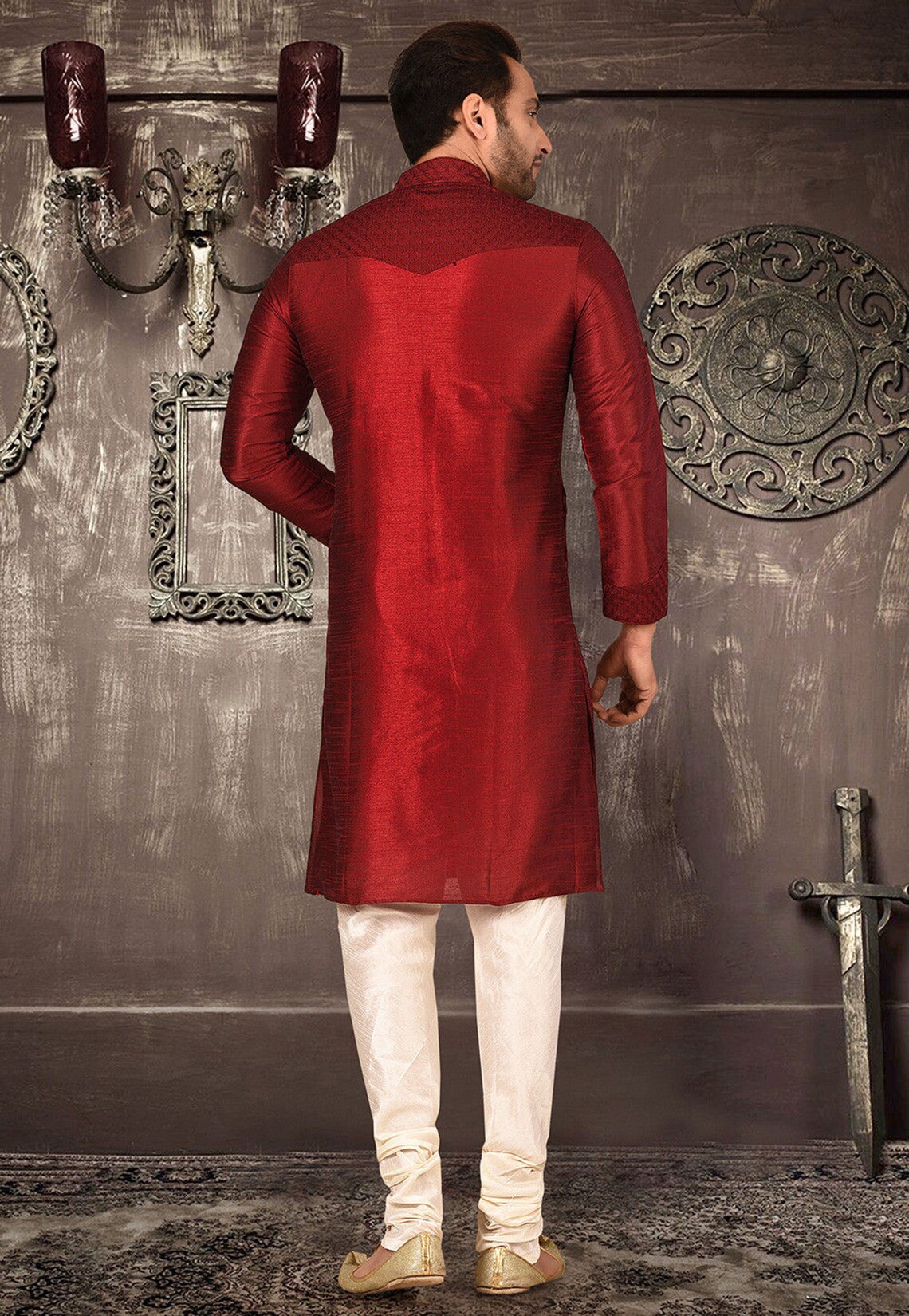 Maroon Kurta Pyjama Bengali Kurta Wedding Kurta Pajama Red Etsy UK