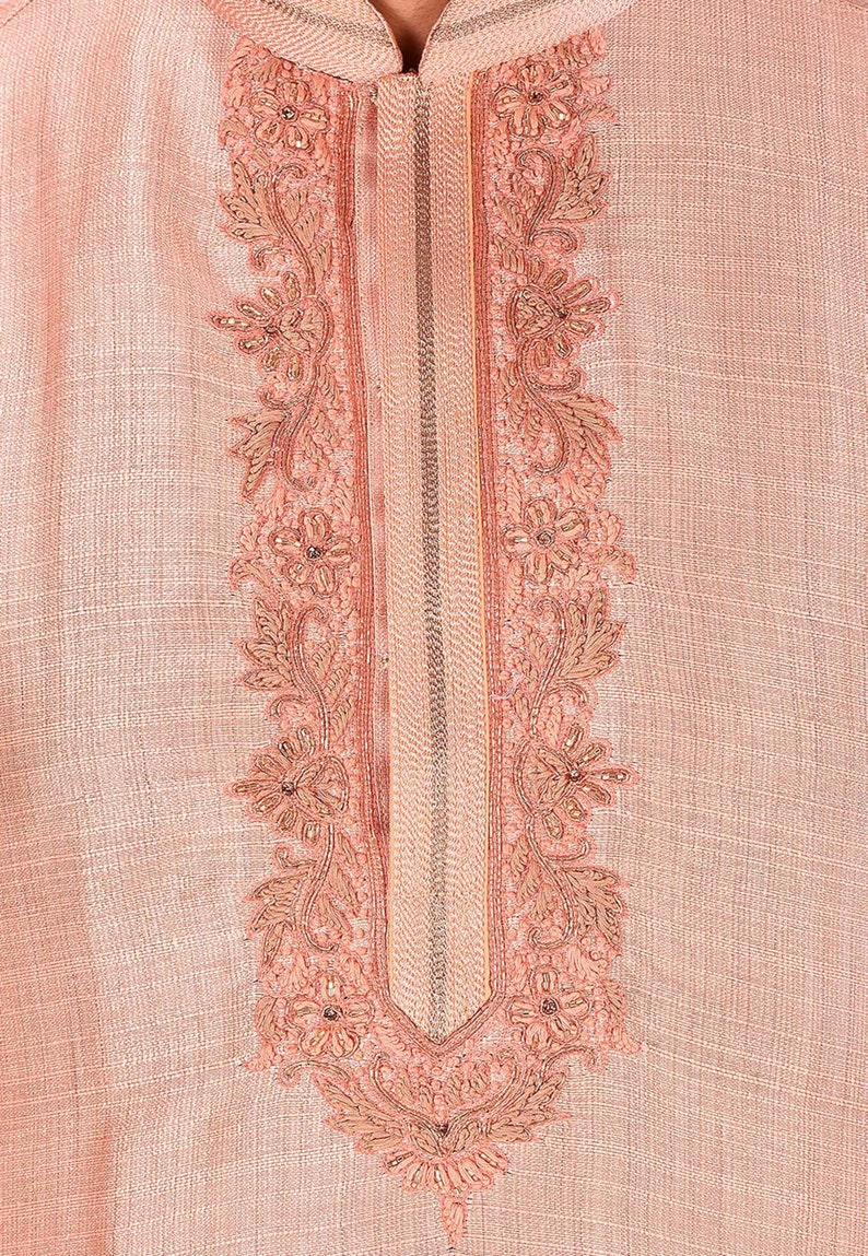 Black Kurta Pajama Bengali Kurta Menpanjabi for Men Peach Kurta Pajama