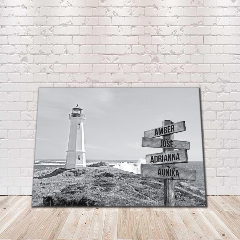 Personalized Lighthouse Names Premium 15 Framed Canvas Etsy