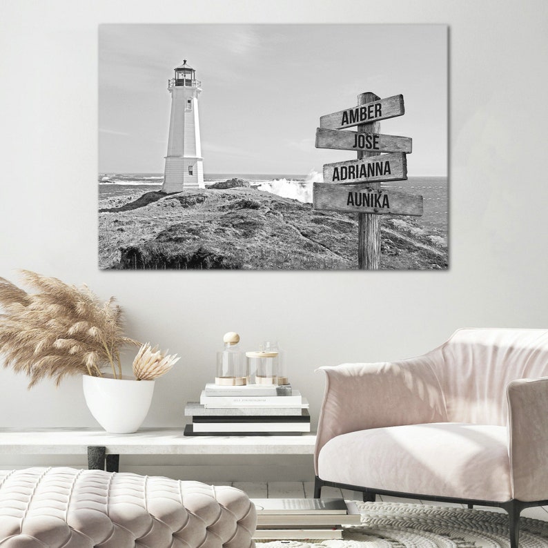 Personalized Lighthouse Names Premium 15 Framed Canvas Etsy