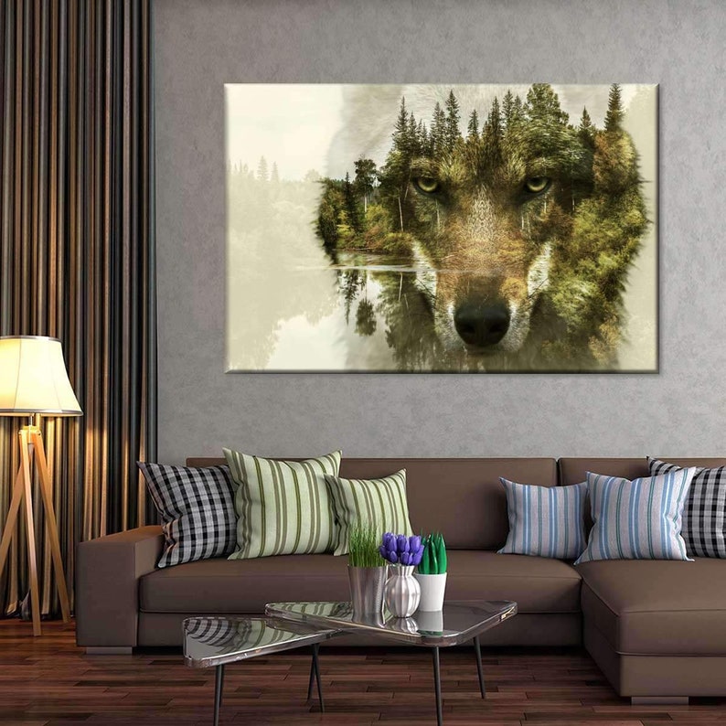 Camouflage Wolf Multi Panel Canvas Wall Art Home Decor Wall | Etsy