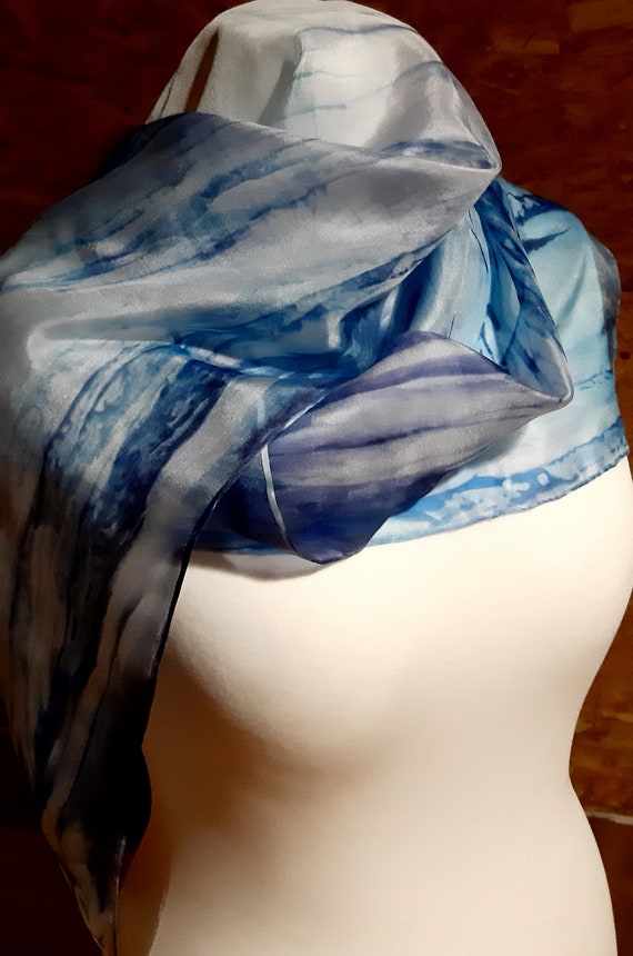 Hand Sewn Silk Scarf Hand Painted Silk Scarf Hand-hemmed Birthday Gift Gift For Her Scarves For Women