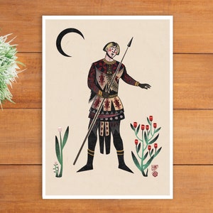 Guard Folk Colour Version Original Art Print A4 - Folk Tales
