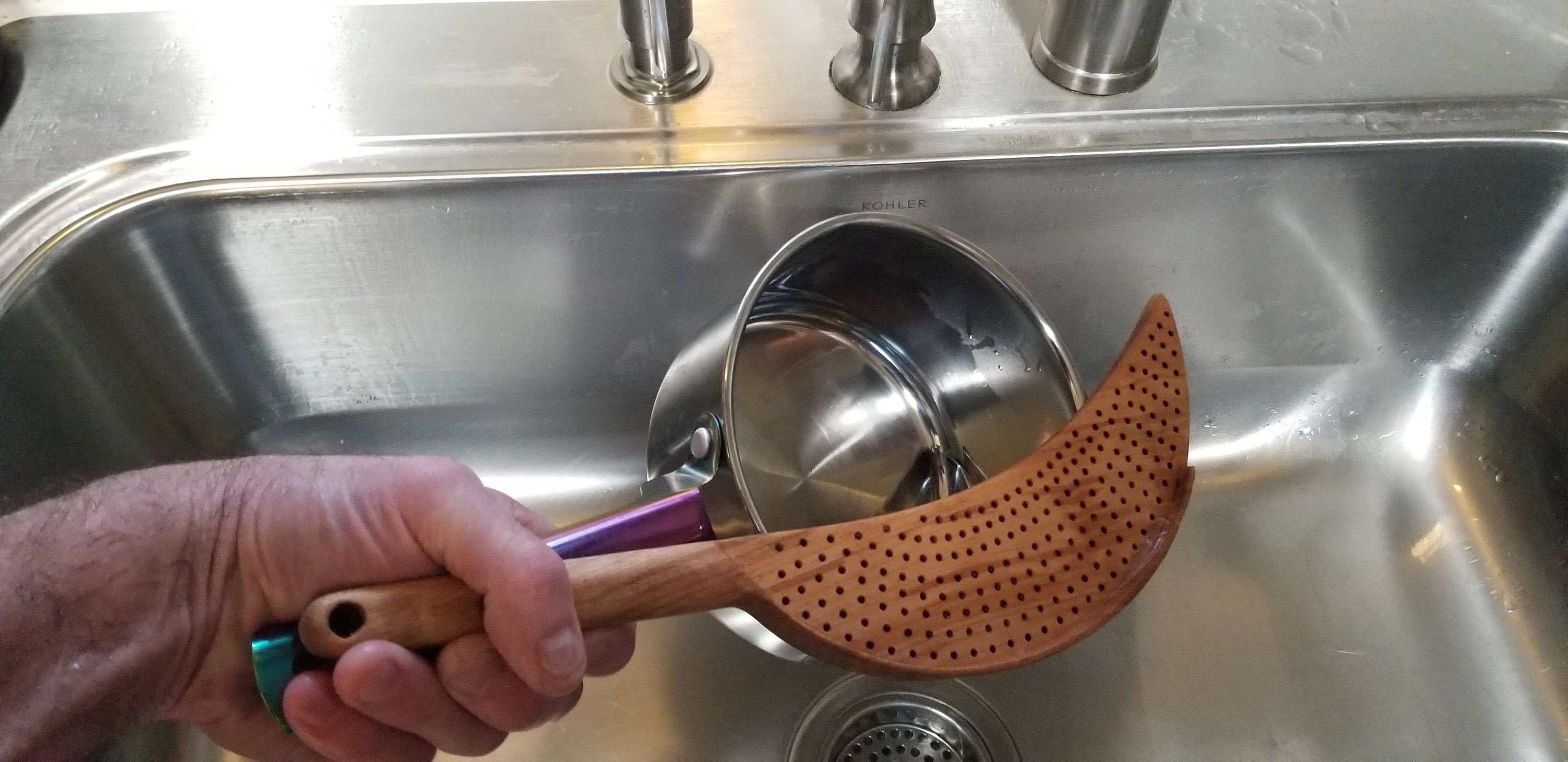 Wooden Colander Hand Held Etsy